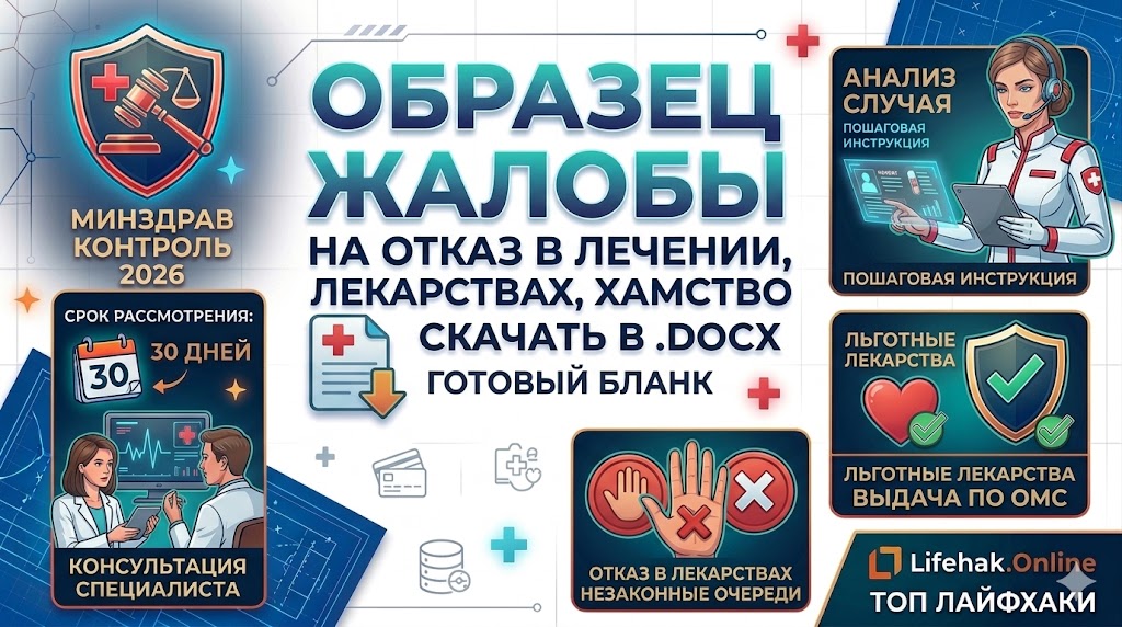 Жалоба в Минздрав на отказ в лечении, лекарствах и хамство. Образец заявления 2026.