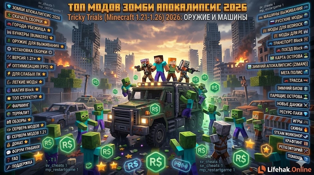 Мод на зомби апокалипсис в майнкрафт с оружием