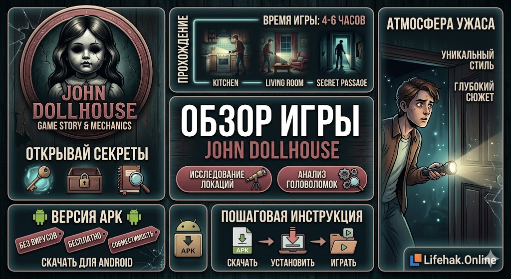Скачать игру John Dollhouse на Андроид. Полная версия, хоррор-квест, темные тайны, обзор геймплея, готовый APK файл. Жуткая кукла.