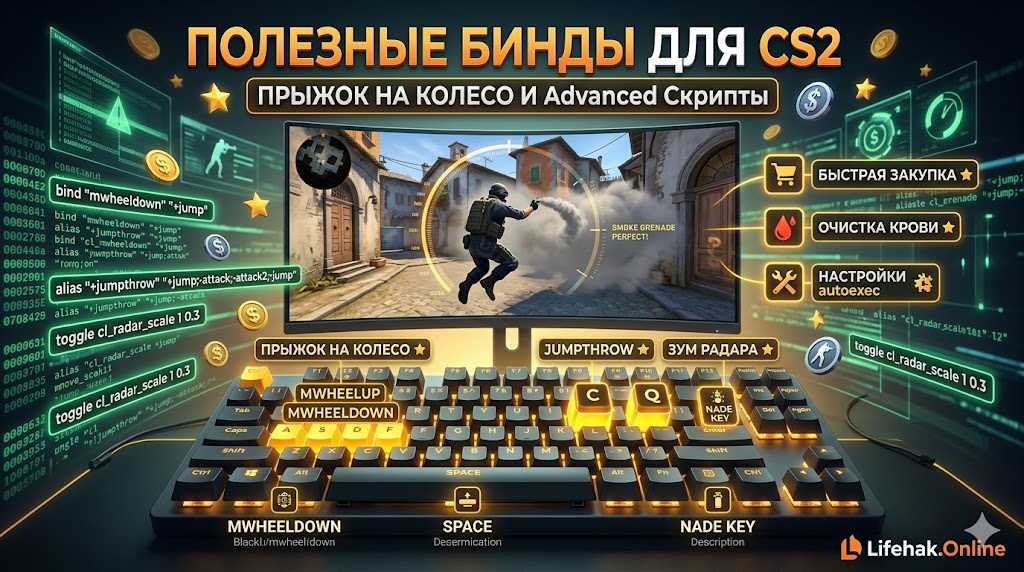 Лучшие бинды для CS2 на Lifehak.Online