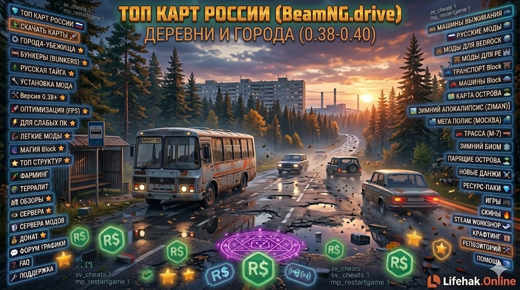 Скачать русские карты для BeamNG drive деревня и город