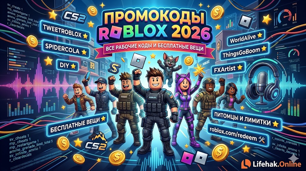 Рабочие промокоды Роблокс 2026 на вещи