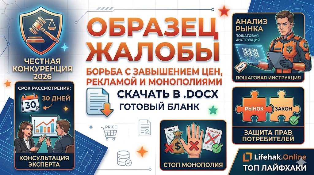 Жалоба в ФАС на повышение цен, незаконную рекламу и монополии. Образец 2026.