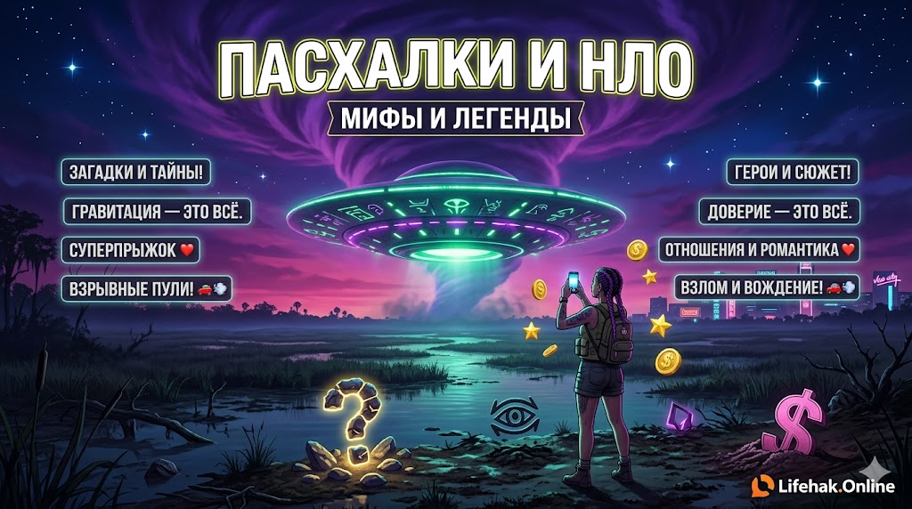 Пасхалки и НЛО в ГТА 6 (2026): Охота на пришельцев на Lifehak.Online