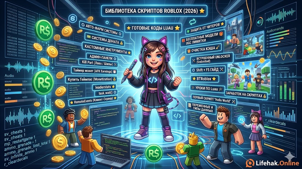 Библиотека скриптов Roblox 2026 готовые коды Luau