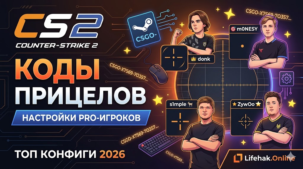 Коды прицелов CS2 (2026): Гайд по настройке от Lifehak.Online