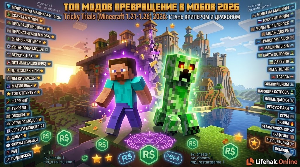 Моды на майнкрафт превращение в мобов